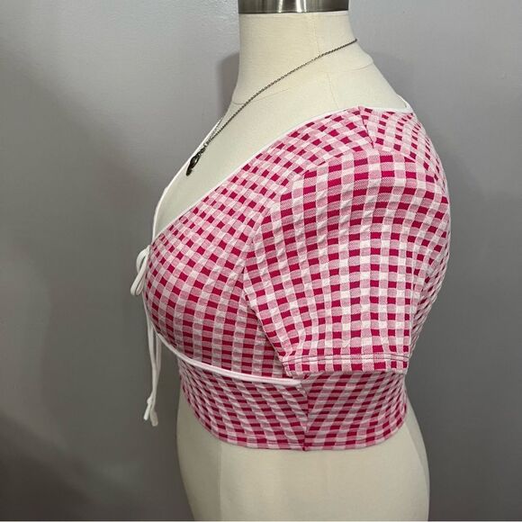 Vintage Y2K Julia by Love JPink Gingham Barbiecore V-Neck Crop Top -- Juniors XL - Picture 6 of 11